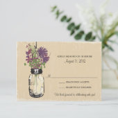 Mason Jar & Wilde Bloemen RSVP Kaart (Staand voorkant)