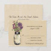 Mason Jar & Wilde Bloemen RSVP Kaart (Voorkant / Achterkant)