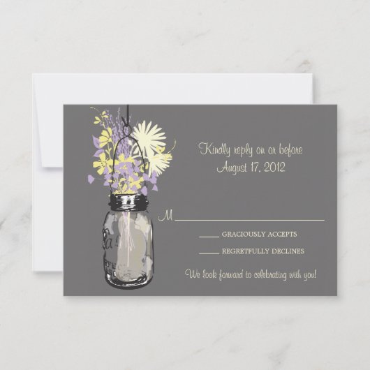 Mason Jar & Wilde Bloemen RSVP Kaart (Voorkant)