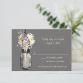 Mason Jar & Wilde Bloemen RSVP Kaart (Staand voorkant)