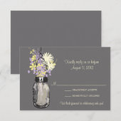 Mason Jar & Wilde Bloemen RSVP Kaart (Voorkant / Achterkant)