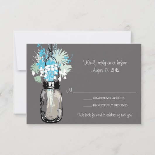 Mason Jar & Wilde Bloemen RSVP Kaart (Voorkant)