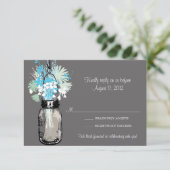 Mason Jar & Wilde Bloemen RSVP Kaart (Staand voorkant)