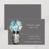 Mason Jar & Wilde Bloemen RSVP Kaart (Voorkant / Achterkant)