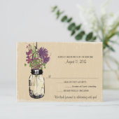 Mason Jar & Wilde Bloemen RSVP Kaart (Staand voorkant)