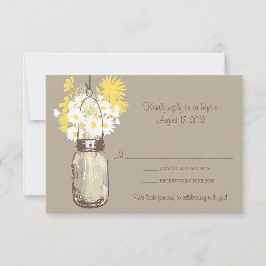 Mason Jar & Wilde Bloemen RSVP Kaart (Voorkant)