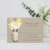 Mason Jar & Wilde Bloemen RSVP Kaart (Staand voorkant)