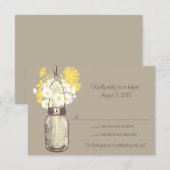 Mason Jar & Wilde Bloemen RSVP Kaart (Voorkant / Achterkant)