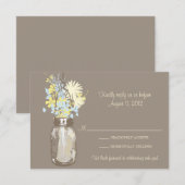 Mason Jar & Wilde Bloemen RSVP Kaart (Voorkant / Achterkant)