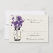 Mason Jar & Wilde Bloemen RSVP Kaart (Voorkant)