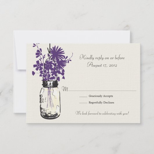 Mason Jar & Wilde Bloemen RSVP Kaart (Voorkant)