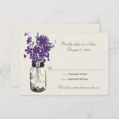 Mason Jar & Wilde Bloemen RSVP Kaart (Voorkant / Achterkant)
