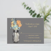 Mason Jar & Wilde Bloemen RSVP Kaart (Staand voorkant)