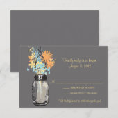 Mason Jar & Wilde Bloemen RSVP Kaart (Voorkant / Achterkant)