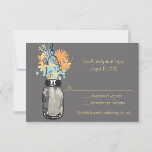 Mason Jar & Wilde Bloemen RSVP Kaart
