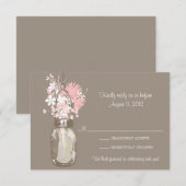 Mason Jar & Wilde Bloemen RSVP Kaart (Voorkant / Achterkant)