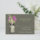 Mason Jar & Wilde Bloemen RSVP Kaart (Staand voorkant)
