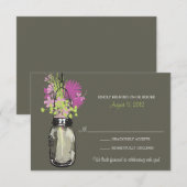 Mason Jar & Wilde Bloemen RSVP Kaart (Voorkant / Achterkant)