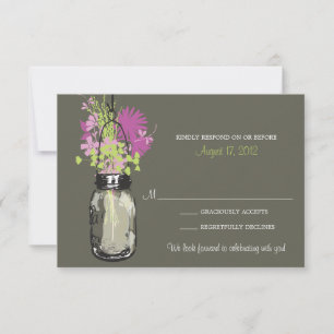 Mason Jar & Wilde Bloemen RSVP Kaart