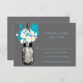Mason Jar & Wilde Bloemen RSVP Kaart (Voorkant / Achterkant)