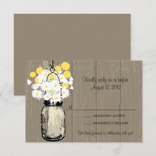 Mason Jar Wilde Madeliefjes & Billy Balls  RSVP (Voorkant / Achterkant)