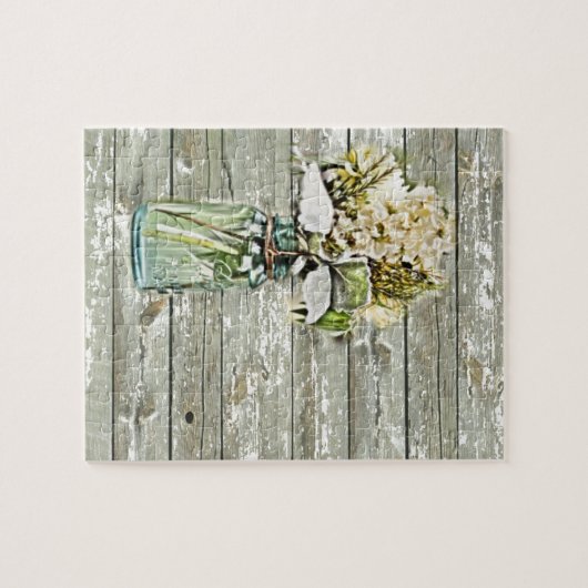 Mason jar wildflower barnenbos frans land legpuzzel (Horizontaal)