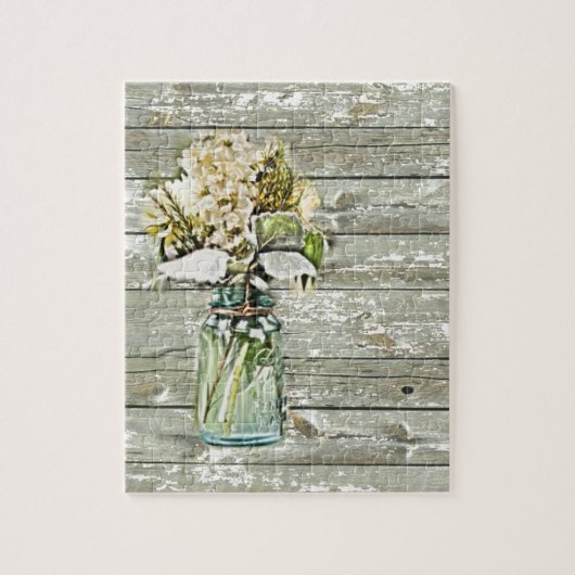 Mason jar wildflower barnenbos frans land legpuzzel (Verticaal)