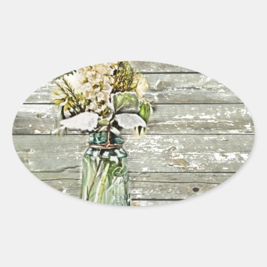 Mason jar wildflower barnenbos frans land ovale sticker (Voorkant)