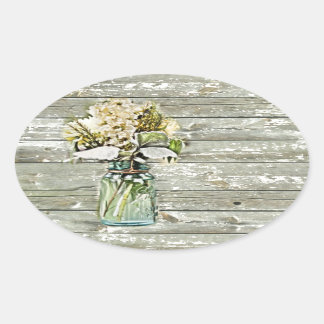 Mason jar wildflower barnenbos frans land ovale sticker