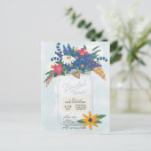 Mason Jar & Wildflower Bridal Shower Invitation Briefkaart (Staand voorkant)