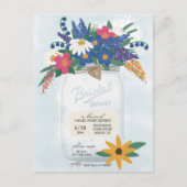 Mason Jar & Wildflower Bridal Shower Invitation Briefkaart (Voorkant)