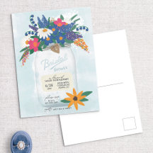 Mason Jar & Wildflower Bridal Shower Invitation