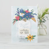 Mason Jar & Wildflower Bridal Shower Invitation Kaart (Staand voorkant)