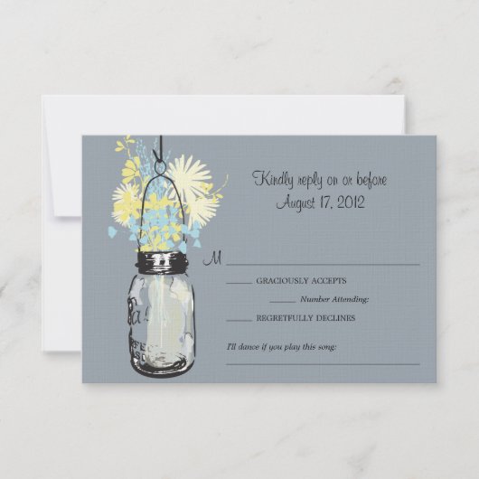 Mason Jar & Wildflower RSVP-kaart RSVP Kaartje (Voorkant)