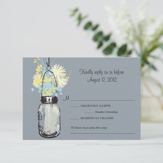 Mason Jar & Wildflower RSVP-kaart RSVP Kaartje (Staand voorkant)