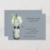 Mason Jar & Wildflower RSVP-kaart RSVP Kaartje (Voorkant / Achterkant)
