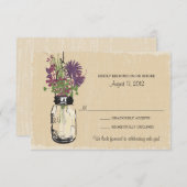 Mason Jar & Wildflower RSVP-kaart RSVP Kaartje (Voorkant / Achterkant)