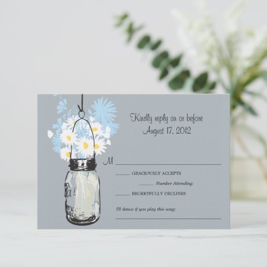 Mason Jar & Wildflower RSVP-kaart RSVP Kaartje (Staand voorkant)