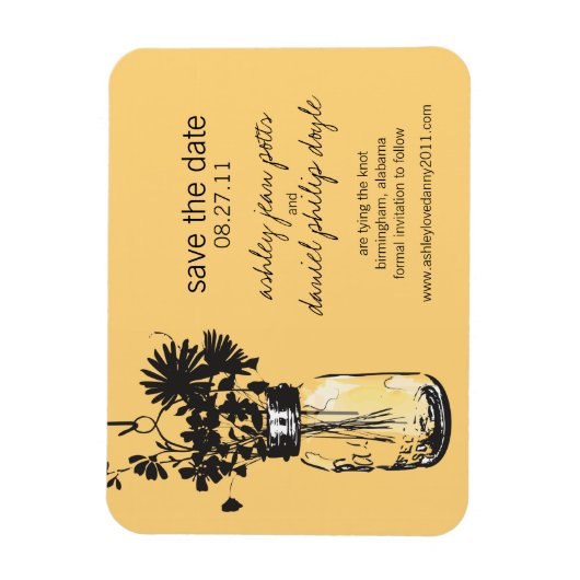 Mason Jar & Wildflower Save the Date Magneet (Verticaal)