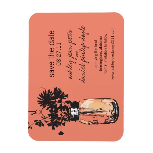 Mason Jar & Wildflower Save the Date Magneet (Verticaal)