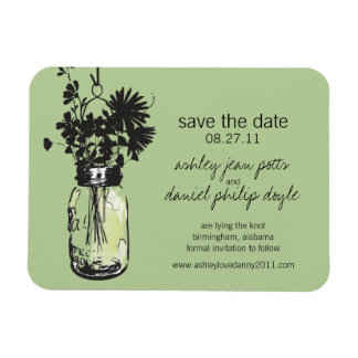 Mason Jar & Wildflower Save the Date Magneet