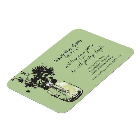 Mason Jar & Wildflower Save the Date Magneet (Linkerzijde)
