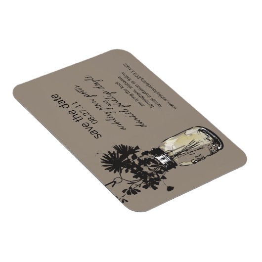 Mason Jar & Wildflower Save the Date Magneet (Rechterzijde)