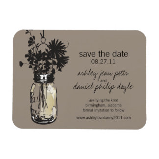 Mason Jar & Wildflower Save the Date Magneet