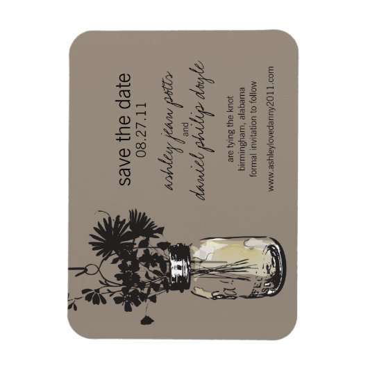 Mason Jar & Wildflower Save the Date Magneet (Verticaal)