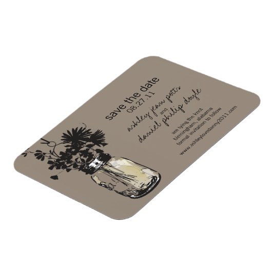 Mason Jar & Wildflower Save the Date Magneet (Linkerzijde)