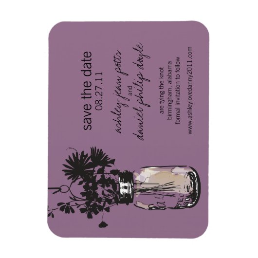 Mason Jar & Wildflower Save the Date Magneet (Verticaal)