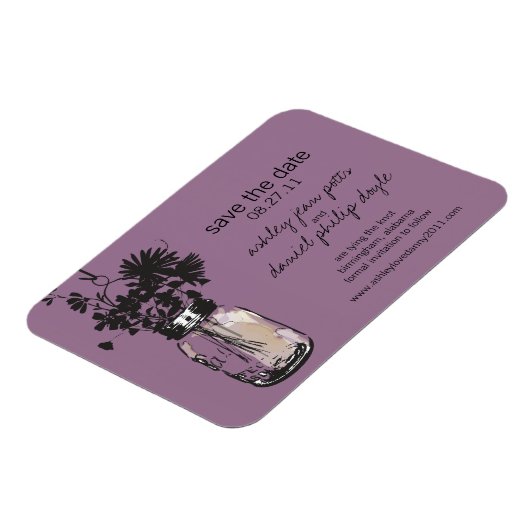 Mason Jar & Wildflower Save the Date Magneet (Linkerzijde)