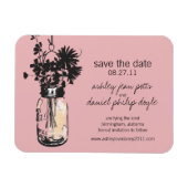 Mason Jar & Wildflower Save the Date Magneet (Horizontaal)