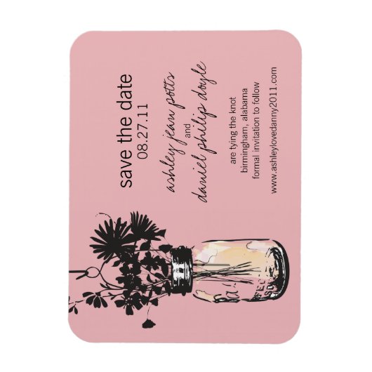 Mason Jar & Wildflower Save the Date Magneet (Verticaal)